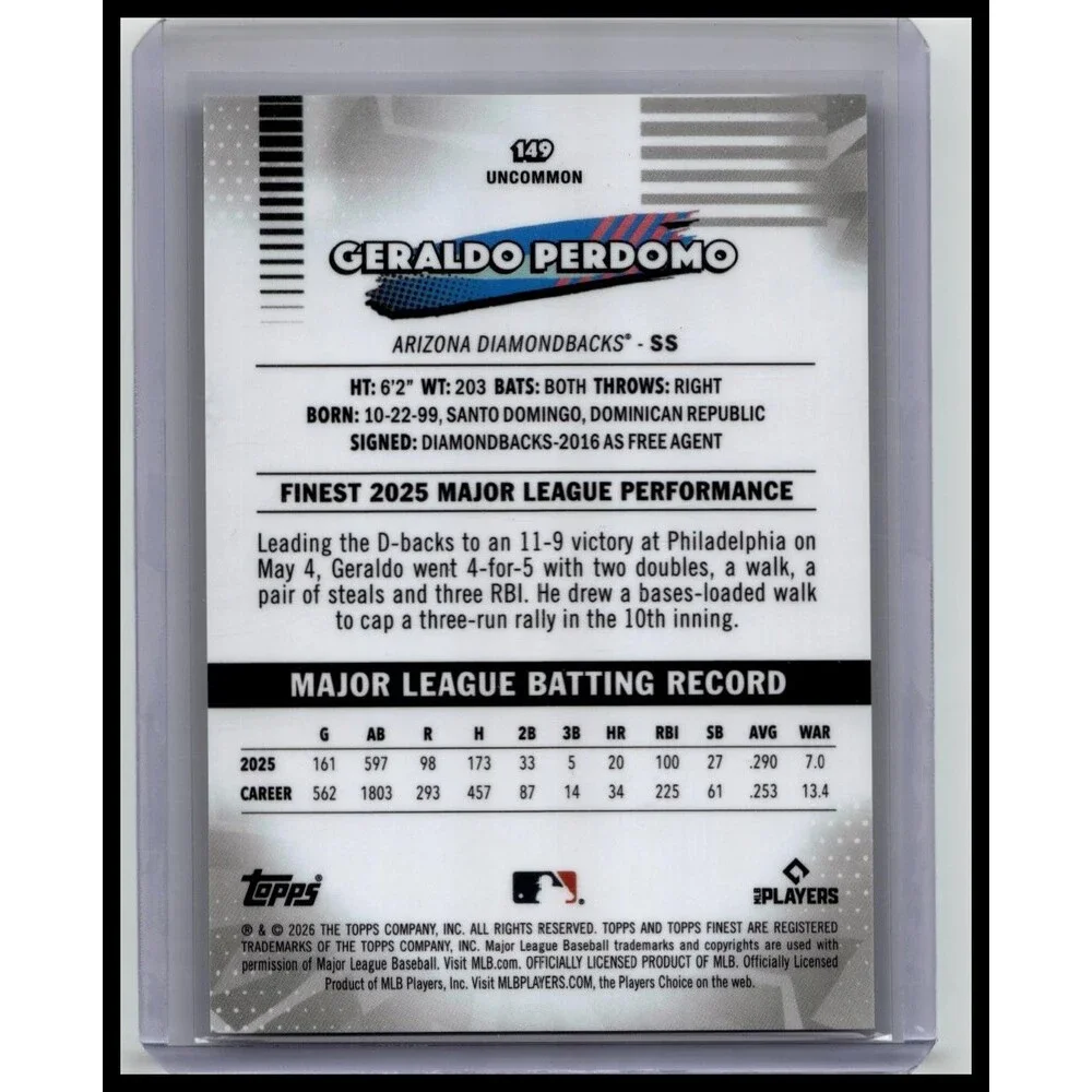 2026 Finest Geraldo Perdomo #149 Arizona Diamondbacks Base